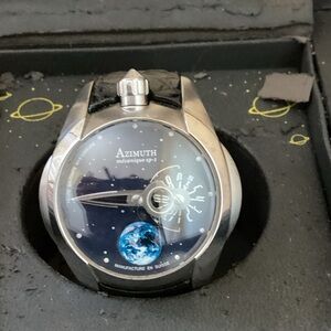Azimuth SP-1 Spaceship Navy Blue and Silver Men's Watch with Celestial Design